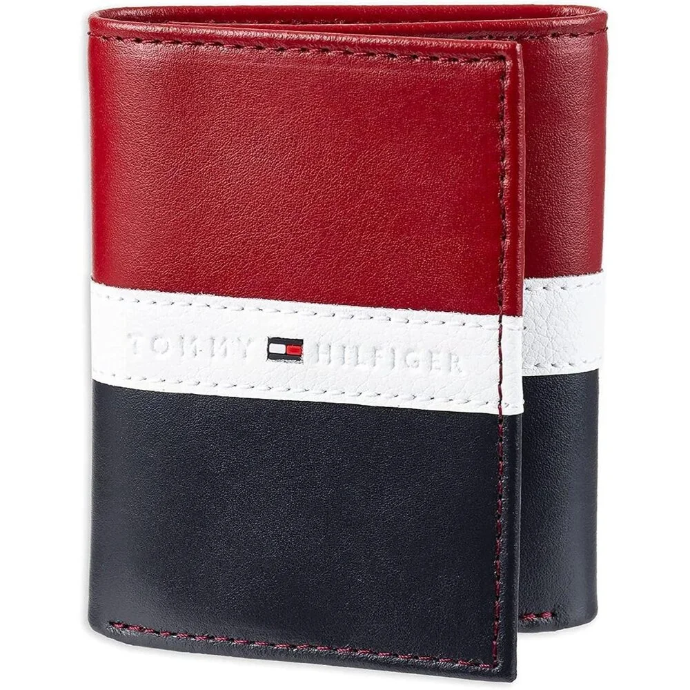 Tommy Hilfiger Men's Genuine Leather Slim Trifold Wallet with ID Window